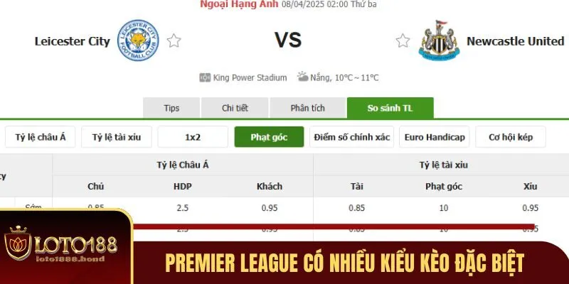 Kèo Bóng Đá Ngoại Hạng Anh - Loto188 Bật Mí 3 Tips Soi Kèo Chuẩn Chỉ 3 Premier League có nhiều kiểu kèo đặc biệt